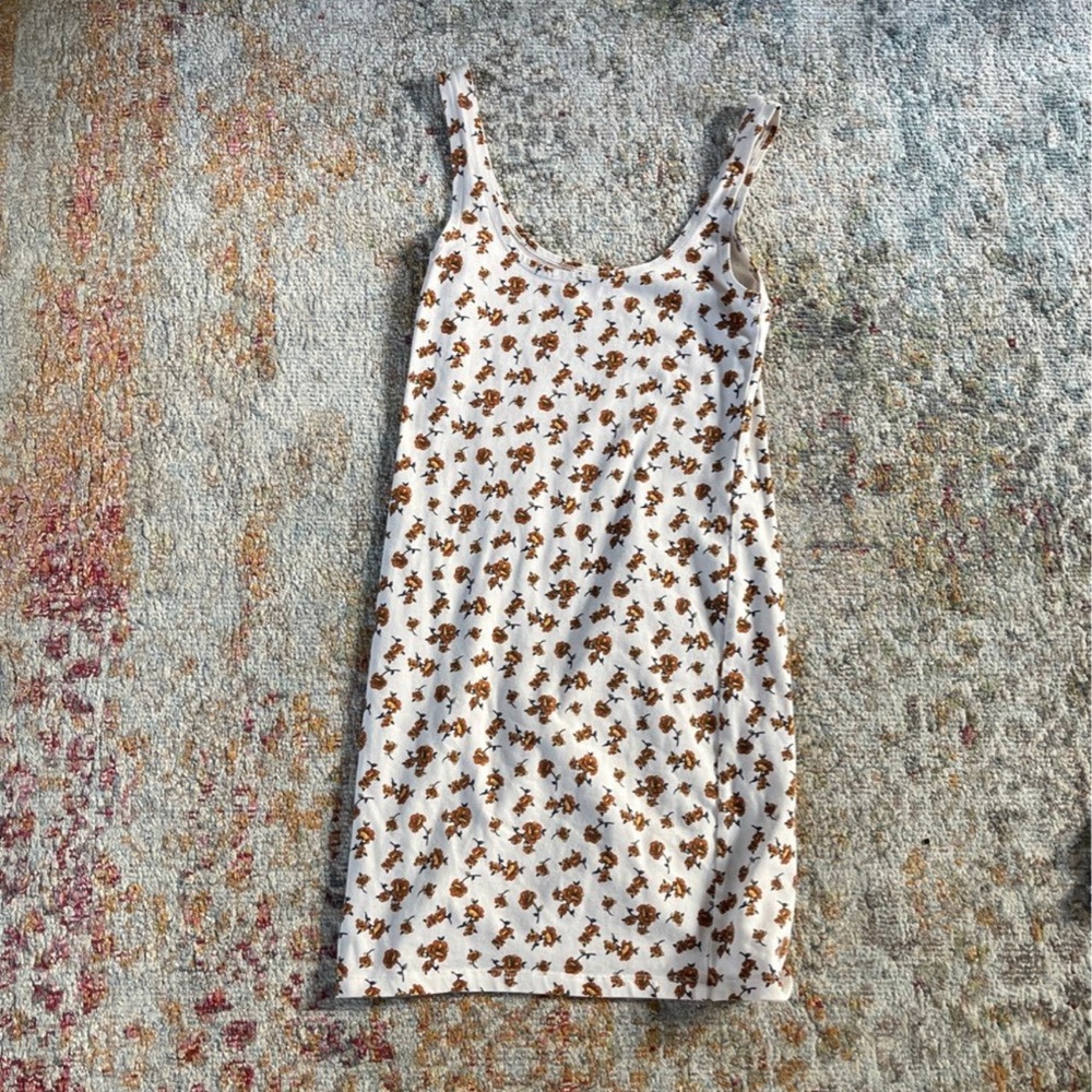 Forever 21 Orange and White Sleeveless Mini Dress